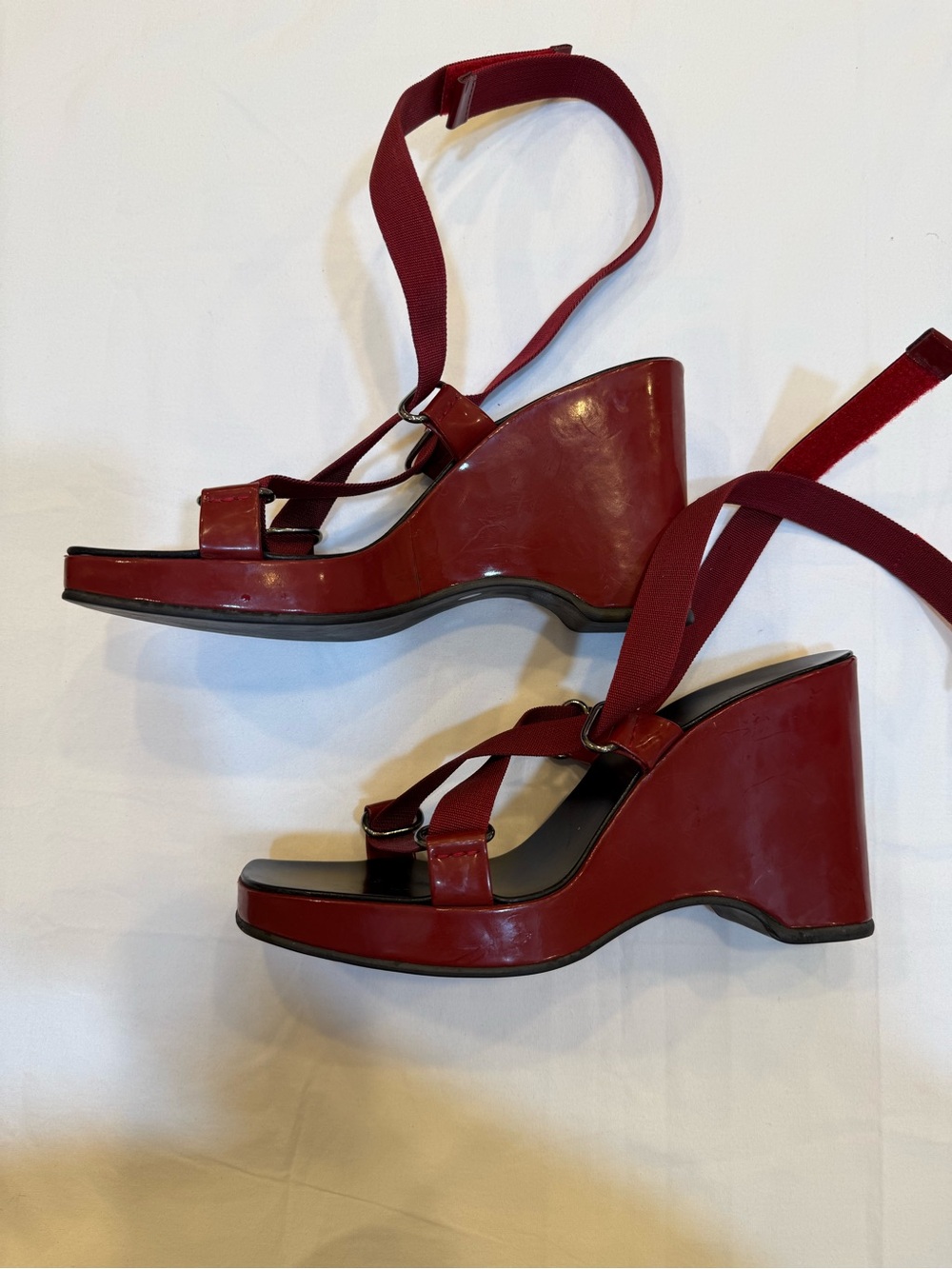 Gucci Burgundy Crisscross Strap Slide Sandals #Y2k - Picture 3 of 6